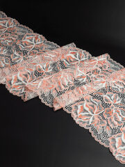 Эластичное кружево экрю и коралловый миндаль ширина 23 см