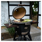 Гриль керамический Monolith Grill Avantgarde.55 (Сlassic), черный матовый с боковыми столиками и подставкой на колесиках