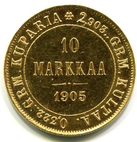 10 марок 1905 год. Золото