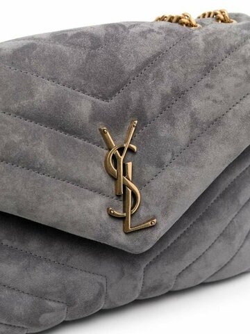 Маленькая сумка на плечо Saint Laurent Loulou серый