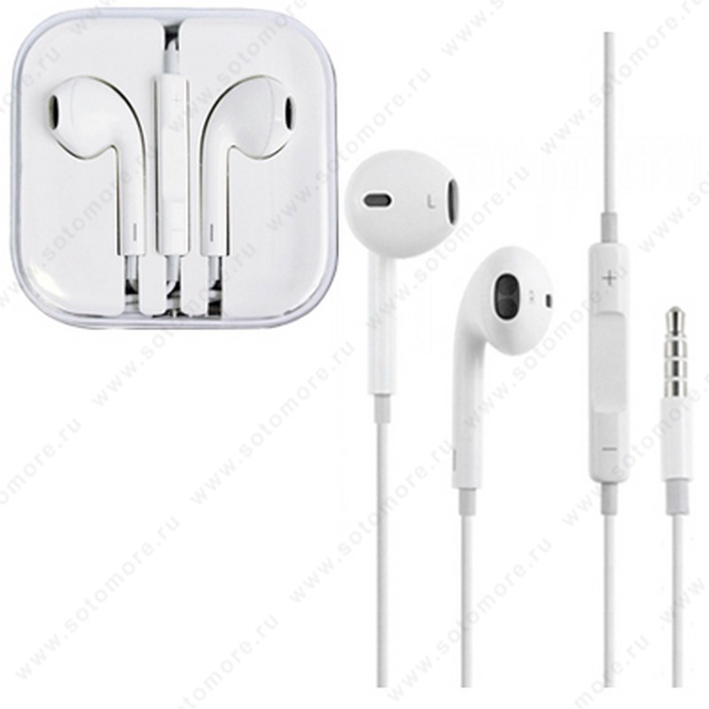 Наушники-ракушки EarPods для iPhone SE/ 5s/ 5C/ 5 с регулировкой громкости белые