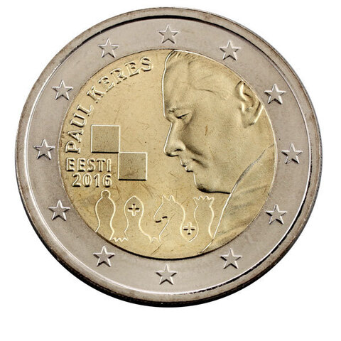 2 евро 2016 Эстония - 100 лет со дня рождения Пауля Кереса
