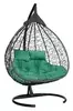 Подвесное кресло-кокон FISHT коричневое, зеленая подушка (Laura Outdoor)
