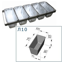 Форма хлебная 5хЛ10 с руч. (600мм) ( Масса хлеба:  0,56-0,64 кг)