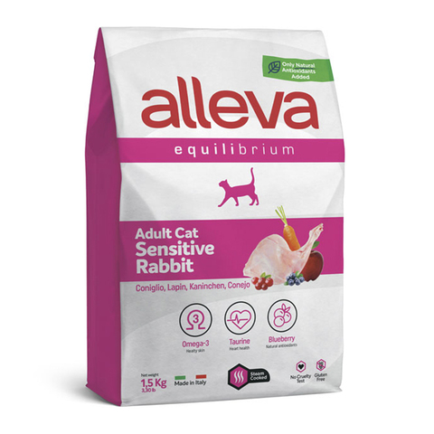 Корм Alleva Equilibrium Sensitive Rabbit с кроликом для взр. кошек с чувствит. пищеварением, 1,5 кг