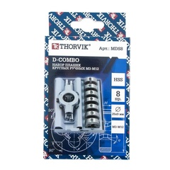 Thorvik MDS8 Набор плашек D-COMBO круглых ручных М3-М12, HSS, 8 предметов 52885