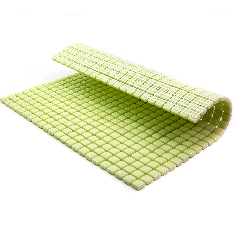 W-99 Стеклянная мозаичная плитка для бассейнов Natural Flex зеленый светлый квадрат глянцевый