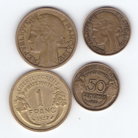 Набор монет Франции 1930-х №2