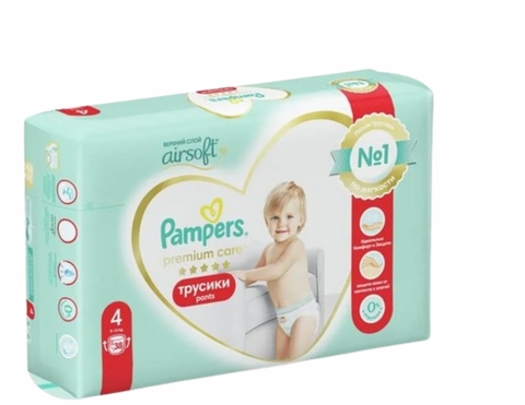 Подгузники-трусики PAMPERS Premium Care Pants Maxi 38 шт РОССИЯ