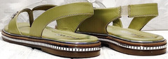 Кожаные женские сандали босоножки с ремешком на пятке Evromoda 454-411 Olive.