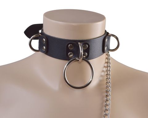 Черный кожаный ошейник Big Ring - Sitabella BDSM accessories 3372-1