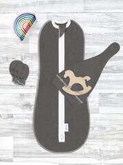 Комплект для новорожденного Mjölk Steel Grey Set {пеленальный кокон, шапочка, антицарапки}