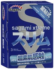 Розовые презервативы Sagami Xtreme Feel Fit 3D - 3 шт. - 