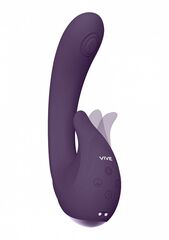 Фиолетовый вибромассажер Miki со стимулятором клитора - 17 см. - 