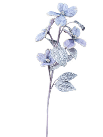 Веточка с листьями кизила 25x61см ChristmasDeLuxe белая