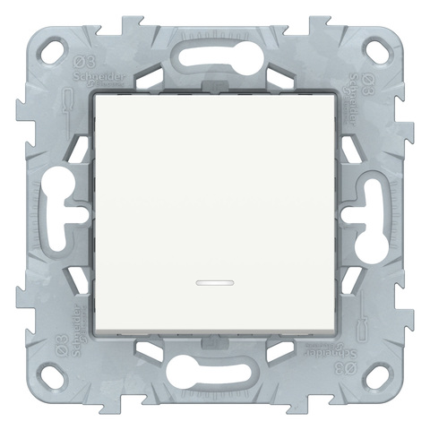 Выключатель одноклавишный с подсветкой. Цвет Белый. Schneider Electric Unica New. NU520118N