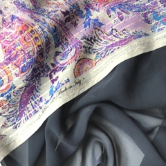 Шифон шелковый темно синий 1129