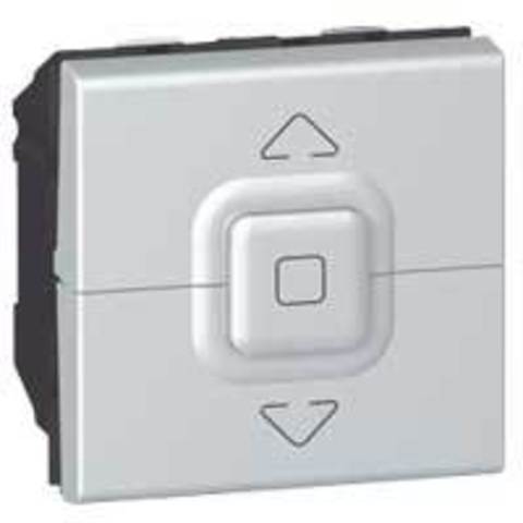 Кнопочный выключатель для управления приводами 2 модуля. Цвет Алюминий. Legrand Mosaic (Легранд Мозаик). 079225