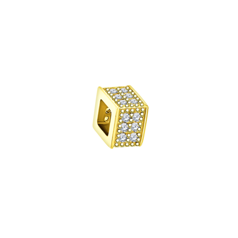 л5889 - Подвеска бегунок квадратный из желтого золота 585 пробы с фианитами