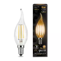 Лампа Gauss LED Filament Свеча на ветру 9W E14 680lm 2700K  104801109