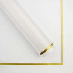 Упаковочная пленка/для цветов, Матовая, Квадрат, Золотой кант, Белый, 0,6*0,6 м, 20 листов