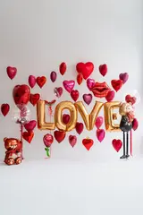 Сет гелиевых шаров Красные сердца любви