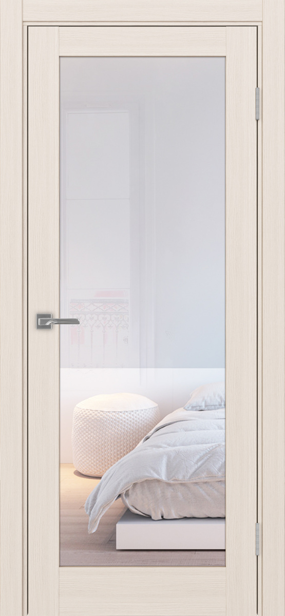 Дверь межкомнатная Оптима Порте Турин 501.2, цвет перламутровый ясень, экошпон, стекло прозрачное