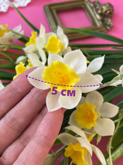 Нарциссы силиконовые, искусственные реалистичные, 5 веток, 15 голов, ветка 35 см, набор 2 букета.