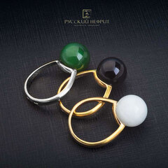 Кольцо "Перлус" с зелёным нефритом Бриле.