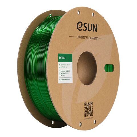 Пластик для 3D-печати eSUN PETG+, 1.75 мм, 1 кг, полупрозрачный зелёный (Translucent Green), PETG+175T-G1P1