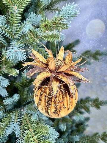 Елочная игрушка Цветок кактуса 10см ChristmasDeLuxe premium collection коричневый