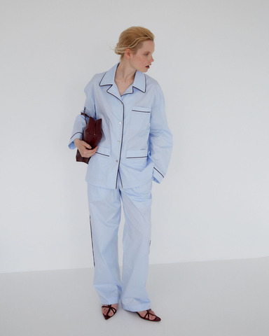 Комплект: рубашка и брюки с кантом голубой