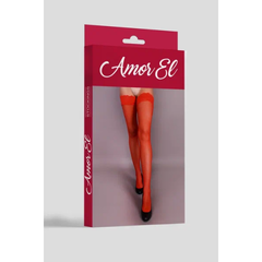 Чулки в мелкую сетку Rosa roja S/L красные