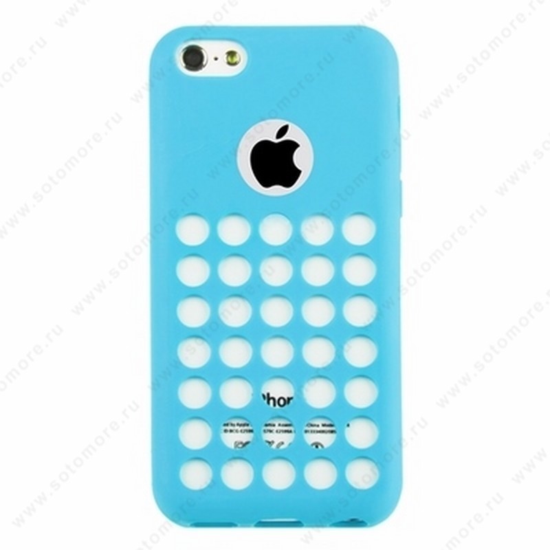 Накладка силиконовый TPU для Apple iPhone 5C с перфорацией голубой