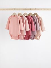 Боди с длинным рукавом для малышей Next D93-370, 5 шт., Бежевый, Розовый, Светло-фиолетовый