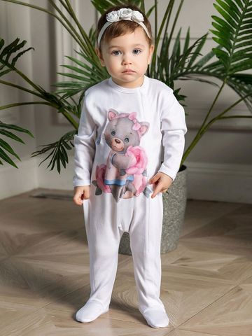 Комбинезон хлопковый с принтом "Милая киска"