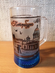 кружка пиво 0,33 с видами СПб и цветным дном