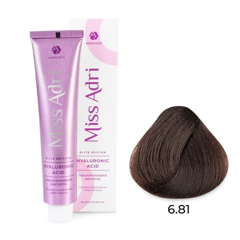 Крем-краска для волос Miss Adri Elite Edition, оттенок 6.81 Темный блонд капучино пепельный, ADRICOCO, 100 мл