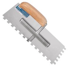 27-0-010 Гладилка зубчатая нержавеющая сталь, рукоятка из бука, 270х125мм, зуб 10х10мм (РемоКолор)