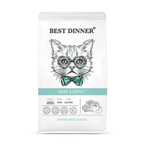 Сухой корм Best Dinner Adult Sterilised Beef & Apple, для кошек, с говядиной и яблоком, 1.5 кг