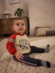 Толстовка и спортивные брюки в комплекте для малышей Next E81-367, Молочный, Красный, Серый