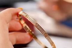 16237- Браслет LOVE тонкий в обсыпке из цирконов, lux качество VGOLD