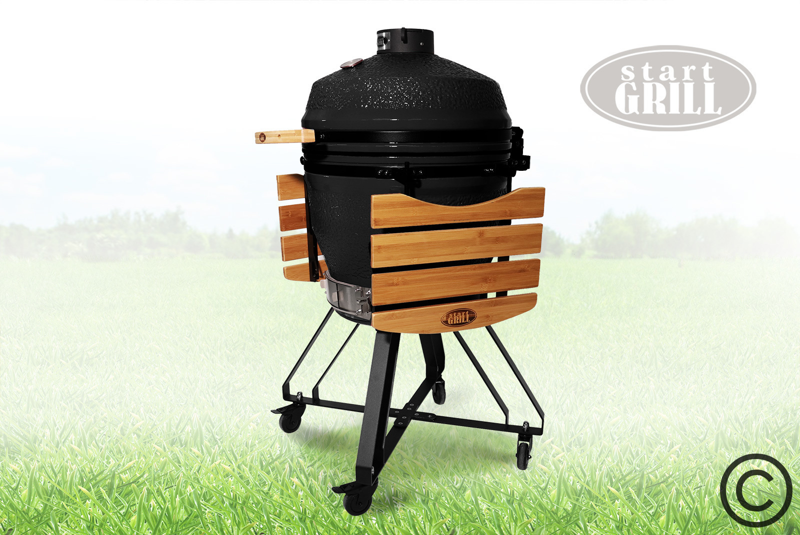 Керамический гриль Start Grill PRO черный, 56 см/22 дюйма Артикул: SG22 Фото №2