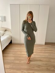 Платье трикотажное с округлым вырезом (цвет - эвкалиптовый)