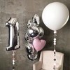 Воздушный шар (40''/102 см) Цифра, 1, Серебро, 1 шт.