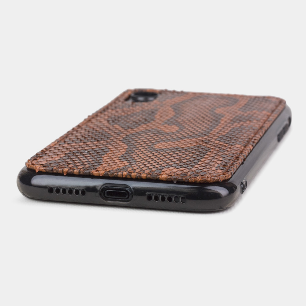 Чехол-накладка для iPhone XR из натуральной кожи питона, цвета Коньяк