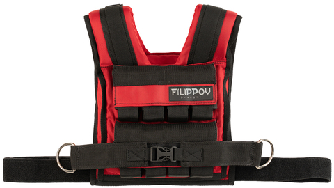 Жилет-утяжелитель Hard Training Filippov от 5кг (4 грузика), красный
