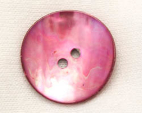 Пуговица из натурального перламутра, вогнутая, розовая, с клетчатым рисунком на изнанке