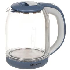 Чайник электрический Lofter, C03, синий, 2 л, 1500 Вт, скрытый нагревательный элемент, подсветка, стекло