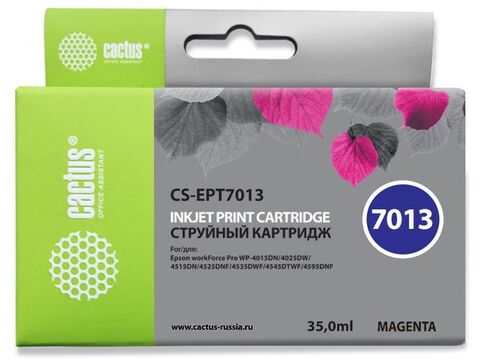 Картридж струйный Cactus CS-EPT7013 пурпурный (35мл) для Epson WF-4015/4020/4025/4095/4515